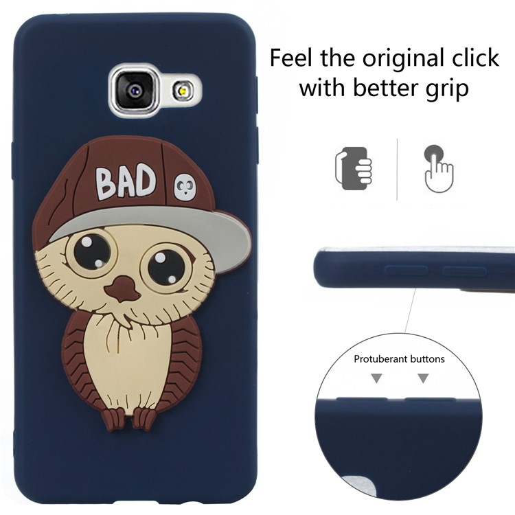 Cute 3D Male Owl Pattern TPU Cellphone Case for Samsung Galaxy A3 SM-A310F (2016) - Dark Blue-6