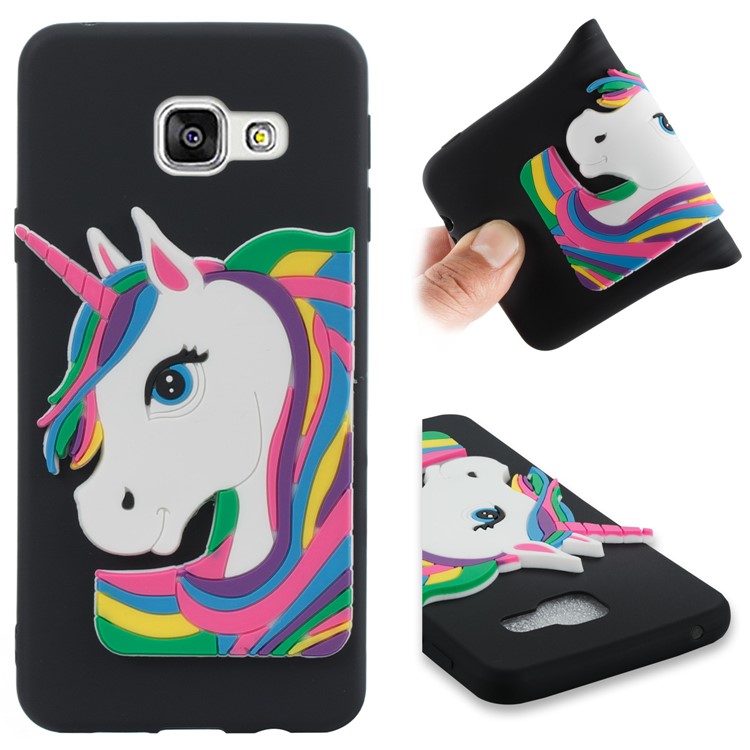Lovely 3D Unicorn Pattern TPU Case for Samsung Galaxy A3 SM-A310F (2016) - Black-1