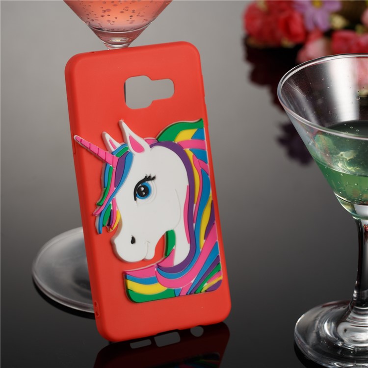 Lovely 3D Unicorn Pattern TPU Protection Case for Samsung Galaxy A3 SM-A310F (2016) - Red-3