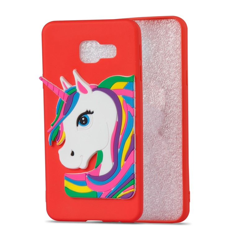 Lovely 3D Unicorn Pattern TPU Protection Case for Samsung Galaxy A3 SM-A310F (2016) - Red-4