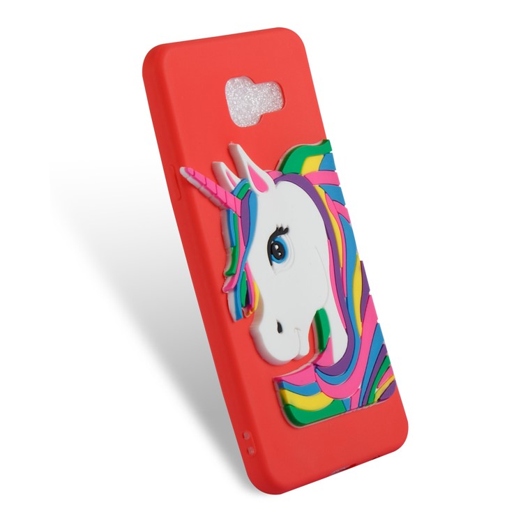 Lovely 3D Unicorn Pattern TPU Protection Case for Samsung Galaxy A3 SM-A310F (2016) - Red-5