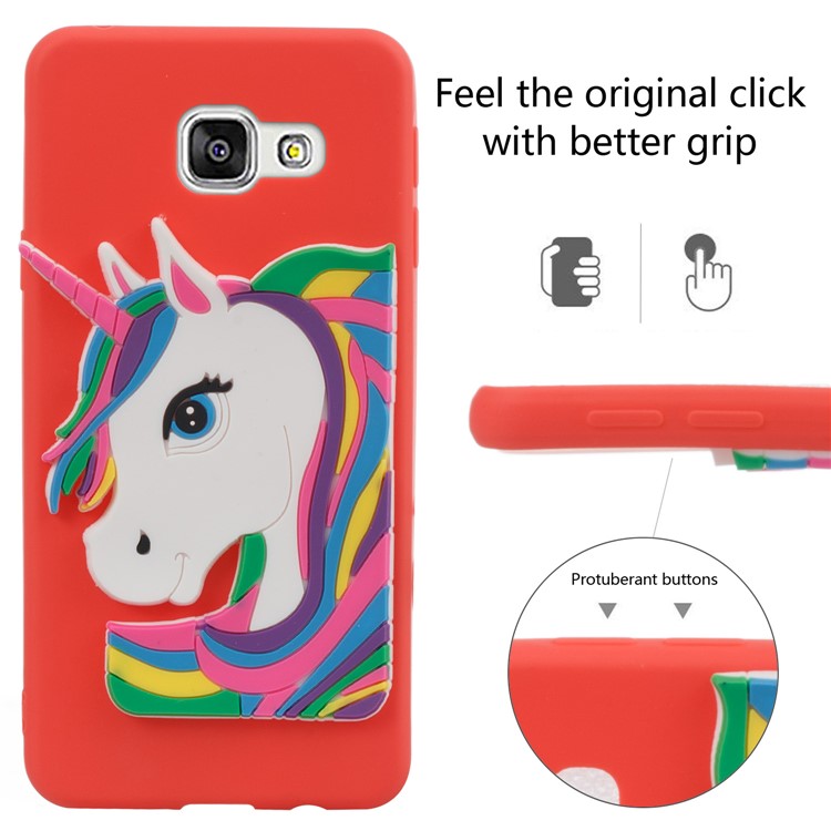 Lovely 3D Unicorn Pattern TPU Protection Case for Samsung Galaxy A3 SM-A310F (2016) - Red-6