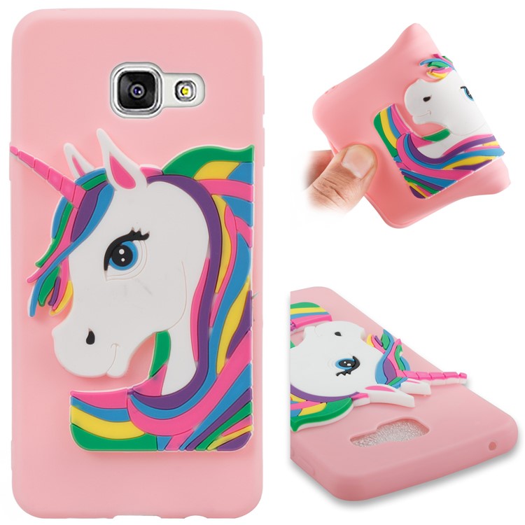 Lovely 3D Unicorn Pattern TPU Phone Shell Case for Samsung Galaxy A3 SM-A310F (2016) - Pink-1