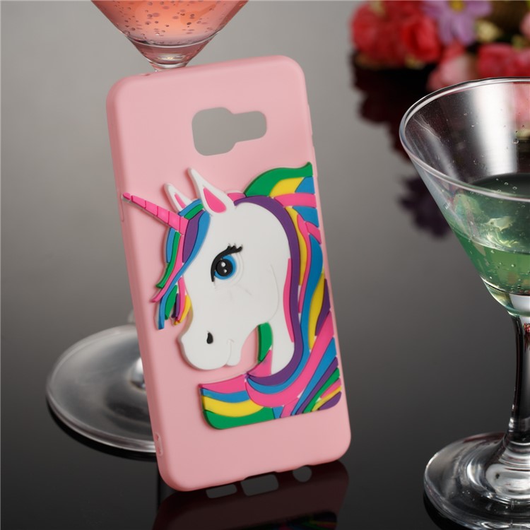 Lovely 3D Unicorn Pattern TPU Phone Shell Case for Samsung Galaxy A3 SM-A310F (2016) - Pink-3