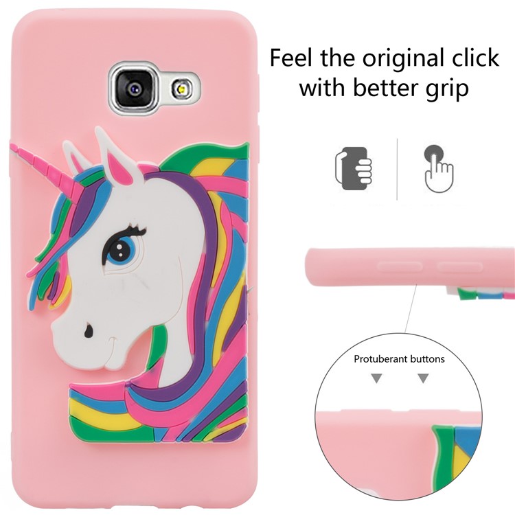 Lovely 3D Unicorn Pattern TPU Phone Shell Case for Samsung Galaxy A3 SM-A310F (2016) - Pink-6