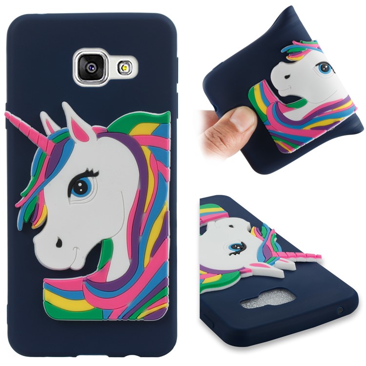 Lovely 3D Unicorn Pattern TPU Shell Cover Case for Samsung Galaxy A3 SM-A310F (2016) - Dark Blue-1
