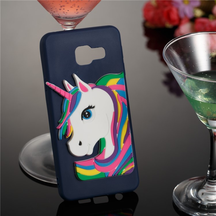 Lovely 3D Unicorn Pattern TPU Shell Cover Case for Samsung Galaxy A3 SM-A310F (2016) - Dark Blue-3