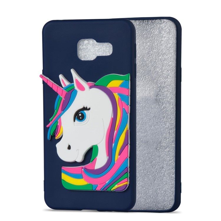 Lovely 3D Unicorn Pattern TPU Shell Cover Case for Samsung Galaxy A3 SM-A310F (2016) - Dark Blue-4