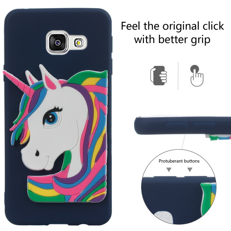 Lovely 3D Unicorn Pattern TPU Shell Cover Case for Samsung Galaxy A3 SM-A310F (2016) - Dark Blue-6