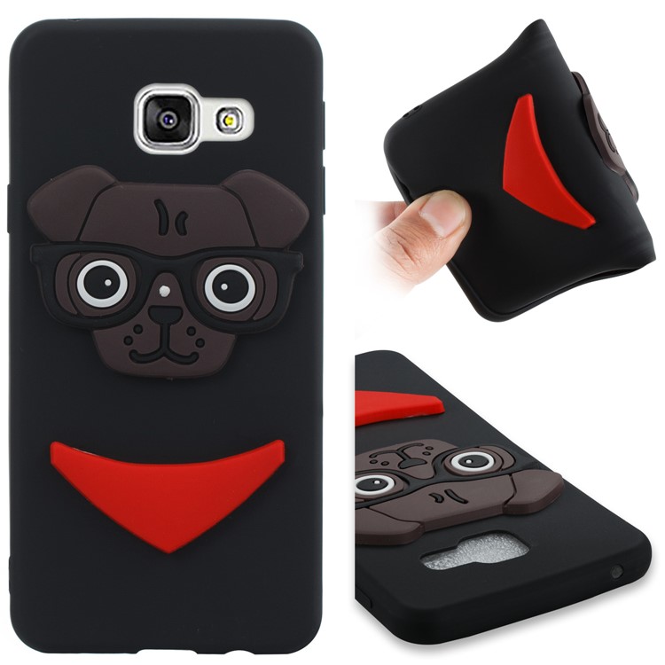 Lovely 3D Dog Pattern TPU Case for Samsung Galaxy A3 SM-A310F (2016) - Black-1