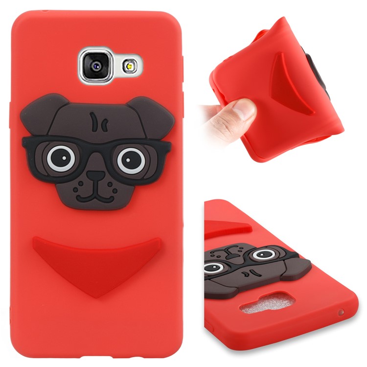 Lovely 3D Dog Pattern TPU Cover for Samsung Galaxy A3 SM-A310F (2016) - Red-1