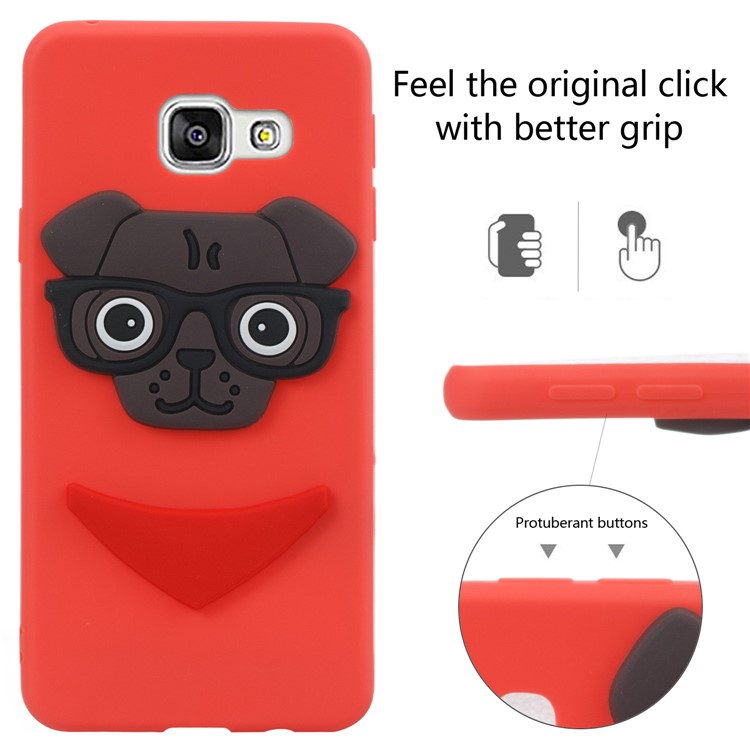 Lovely 3D Dog Pattern TPU Cover for Samsung Galaxy A3 SM-A310F (2016) - Red-3