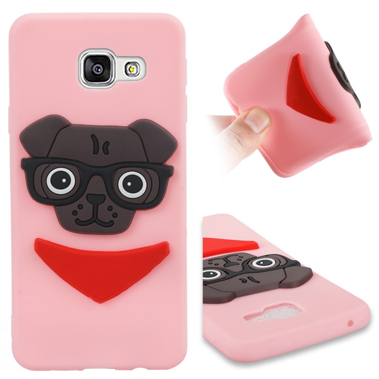 Lovely 3D Dog Pattern TPU Shell Cover Case for Samsung Galaxy A3 SM-A310F (2016) - Pink-1