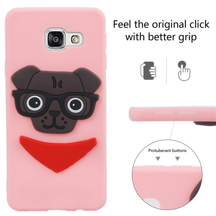 Lovely 3D Dog Pattern TPU Shell Cover Case for Samsung Galaxy A3 SM-A310F (2016) - Pink-3