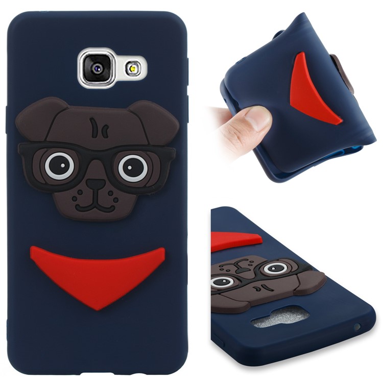 Lovely 3D Dog Pattern TPU Flexible Case for Samsung Galaxy A3 SM-A310F (2016) - Dark Blue-1