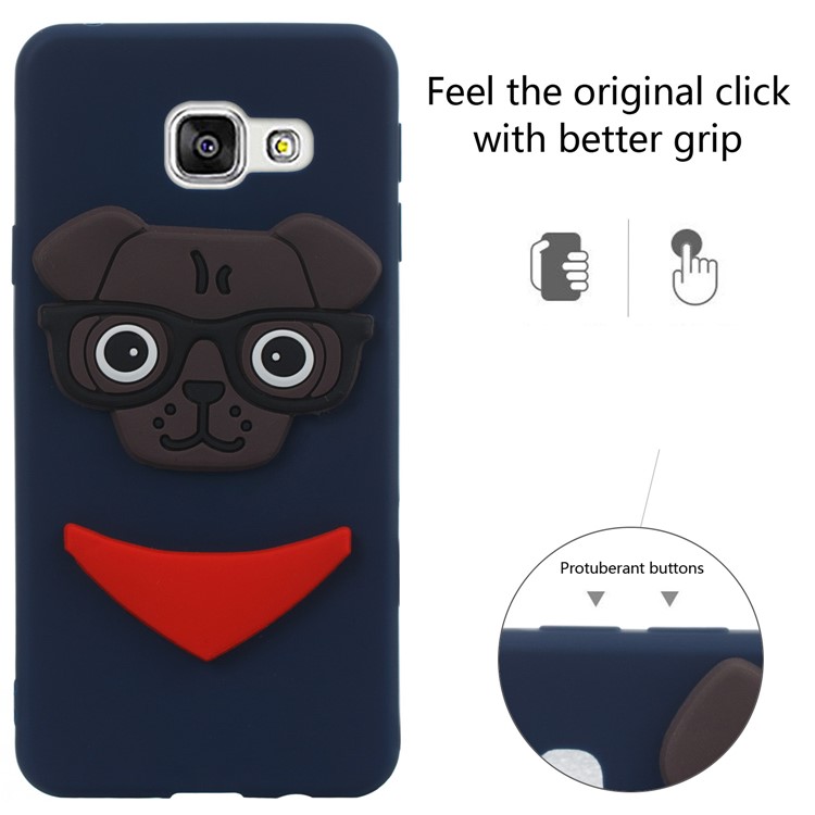 Lovely 3D Dog Pattern TPU Flexible Case for Samsung Galaxy A3 SM-A310F (2016) - Dark Blue-3