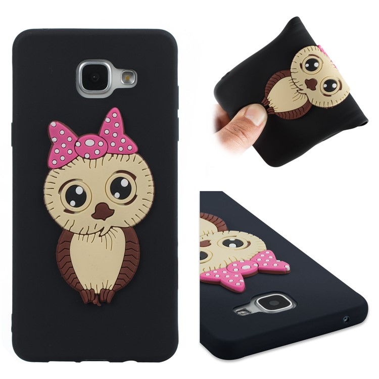 Lovely 3D Female Owl with Bowknot TPU Case for Samsung Galaxy A5 SM-A510F (2016) - Black-1