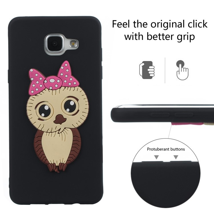 Lovely 3D Female Owl with Bowknot TPU Case for Samsung Galaxy A5 SM-A510F (2016) - Black-3