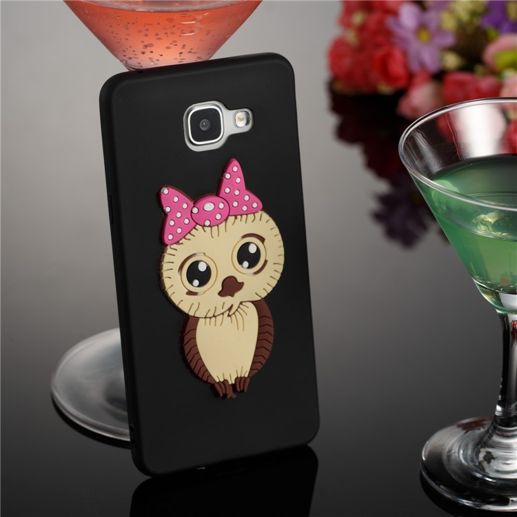 Lovely 3D Female Owl with Bowknot TPU Case for Samsung Galaxy A5 SM-A510F (2016) - Black-4
