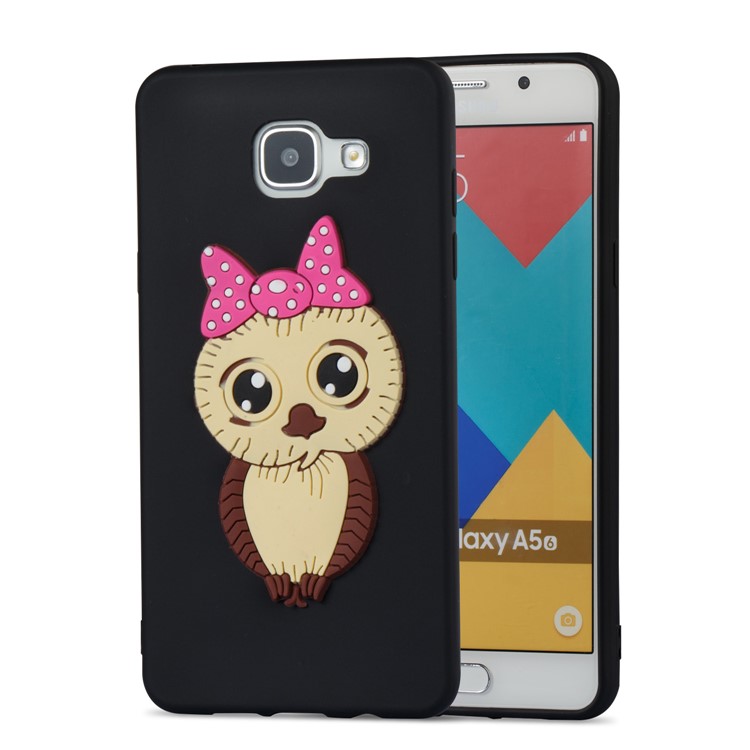 Lovely 3D Female Owl with Bowknot TPU Case for Samsung Galaxy A5 SM-A510F (2016) - Black-5