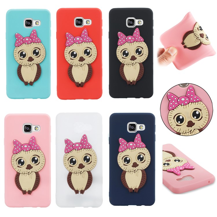 Lovely 3D Female Owl with Bowknot TPU Case for Samsung Galaxy A5 SM-A510F (2016) - Black-7
