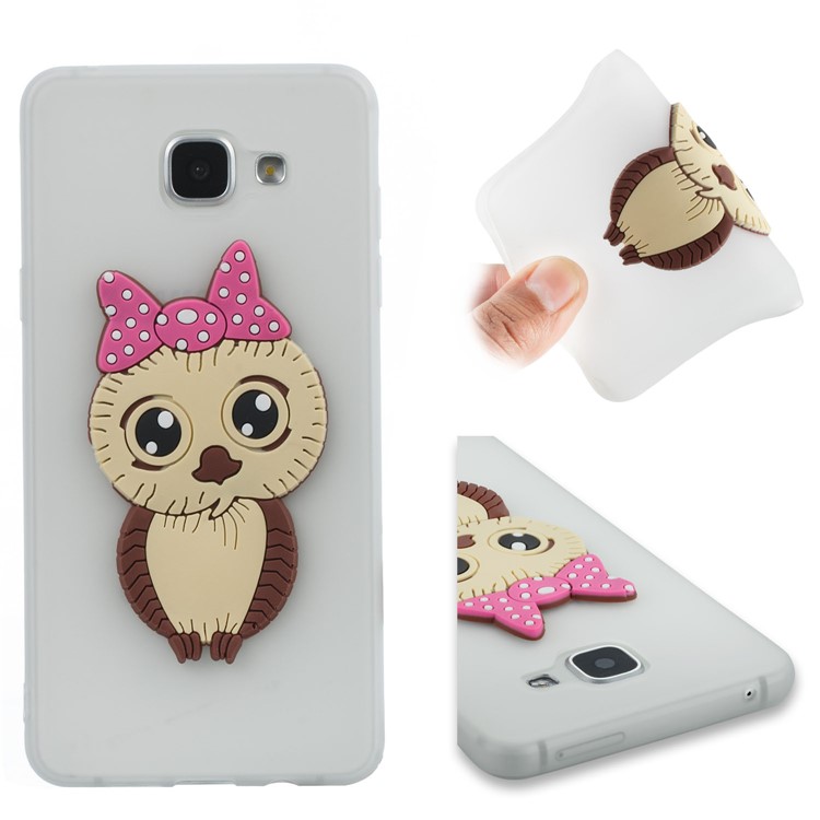 Lovely 3D Female Owl with Bowknot TPU Cover for Samsung Galaxy A5 SM-A510F (2016) - White-1