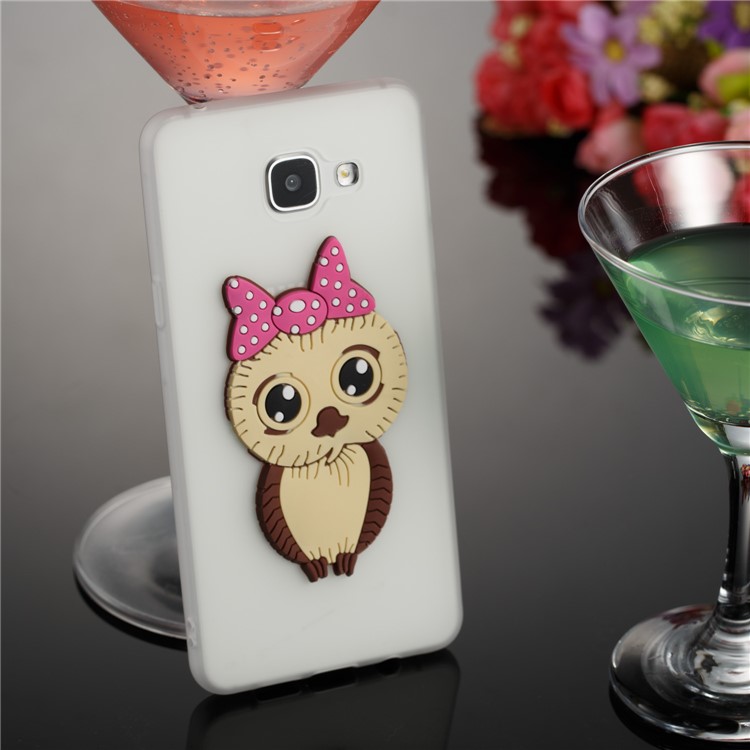 Lovely 3D Female Owl with Bowknot TPU Cover for Samsung Galaxy A5 SM-A510F (2016) - White-3
