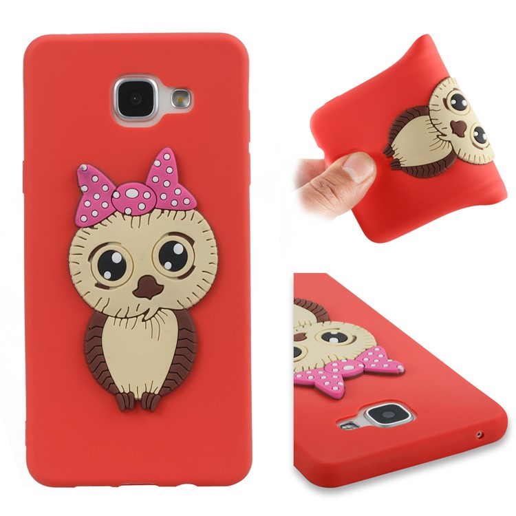 Lovely 3D Female Owl with Bowknot TPU Back Case for Samsung Galaxy A5 SM-A510F (2016) - Red-1