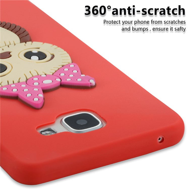 Lovely 3D Female Owl with Bowknot TPU Back Case for Samsung Galaxy A5 SM-A510F (2016) - Red-2