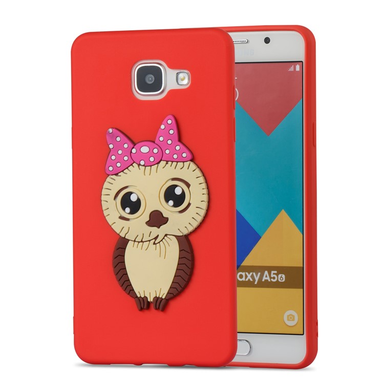 Lovely 3D Female Owl with Bowknot TPU Back Case for Samsung Galaxy A5 SM-A510F (2016) - Red-4