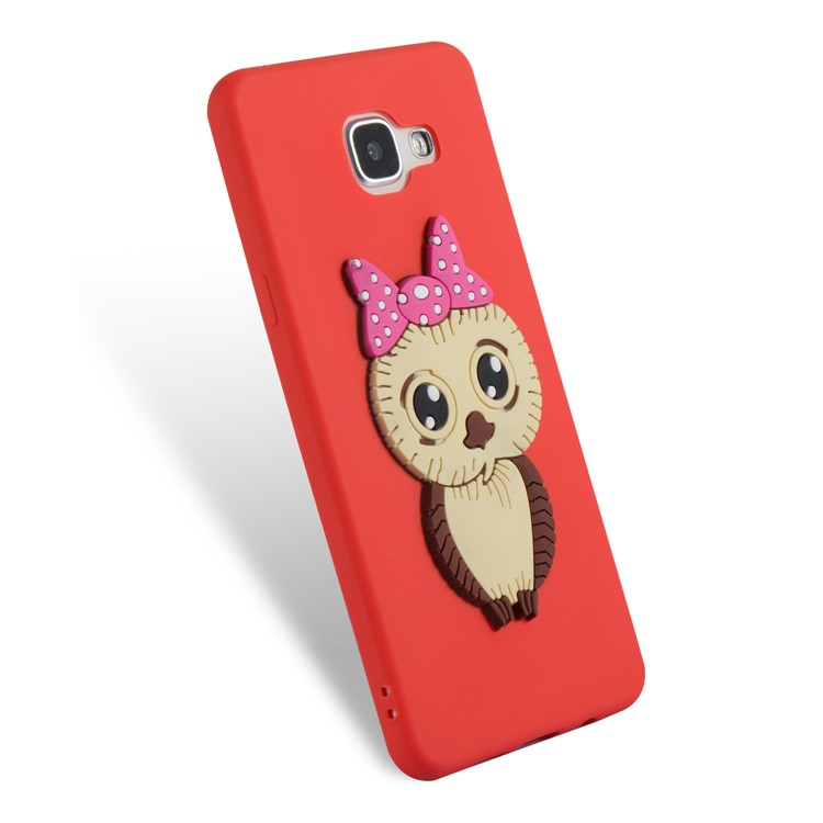 Lovely 3D Female Owl with Bowknot TPU Back Case for Samsung Galaxy A5 SM-A510F (2016) - Red-5
