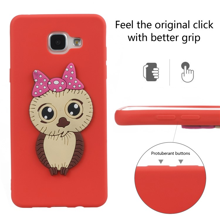 Lovely 3D Female Owl with Bowknot TPU Back Case for Samsung Galaxy A5 SM-A510F (2016) - Red-6