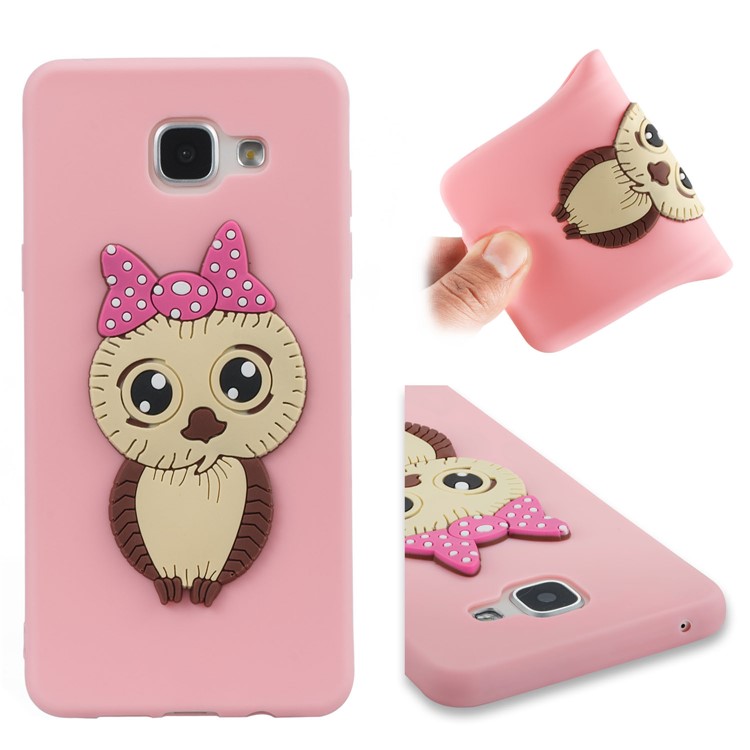 Lovely 3D Female Owl with Bowknot TPU Gel Casing for Samsung Galaxy A5 SM-A510F (2016) - Pink-1