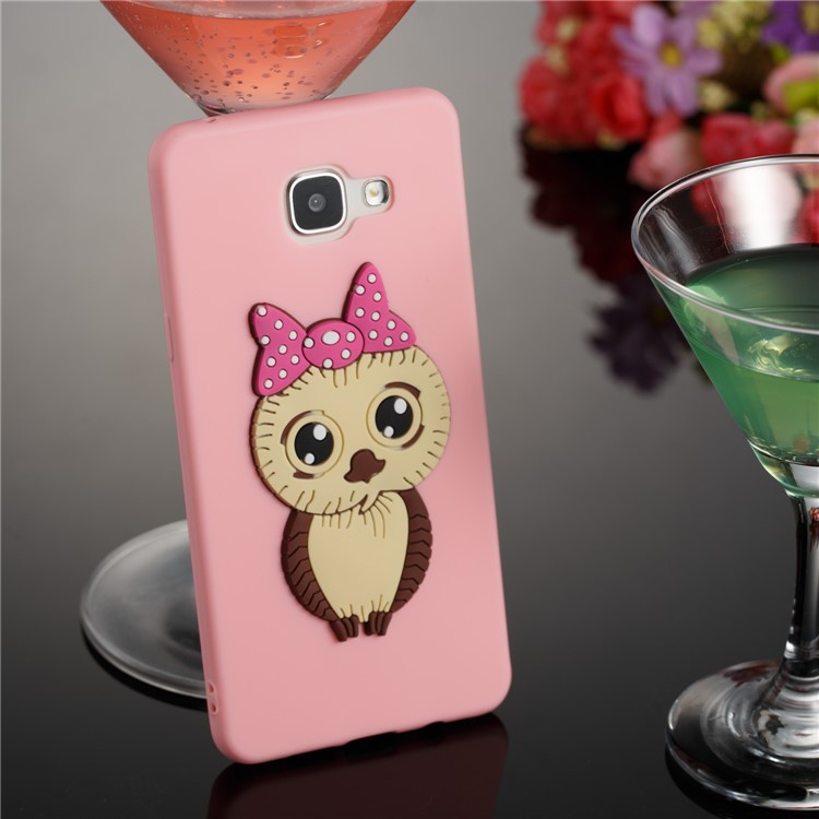 Lovely 3D Female Owl with Bowknot TPU Gel Casing for Samsung Galaxy A5 SM-A510F (2016) - Pink-3