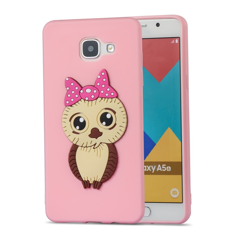 Lovely 3D Female Owl with Bowknot TPU Gel Casing for Samsung Galaxy A5 SM-A510F (2016) - Pink-4