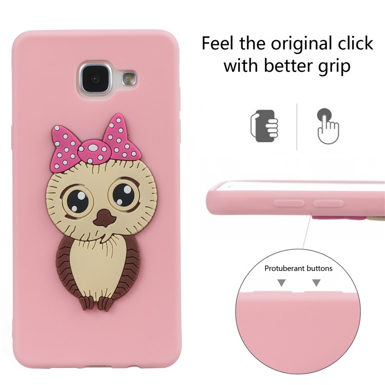 Lovely 3D Female Owl with Bowknot TPU Gel Casing for Samsung Galaxy A5 SM-A510F (2016) - Pink-6