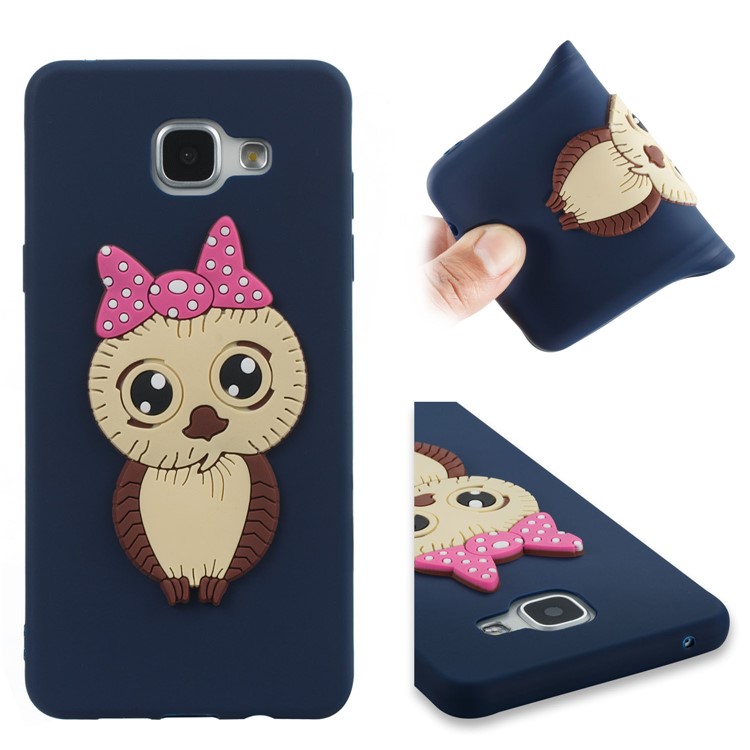 Lovely 3D Female Owl with Bowknot TPU Cell Phone Case for Samsung Galaxy A5 SM-A510F (2016) - Dark Blue-1