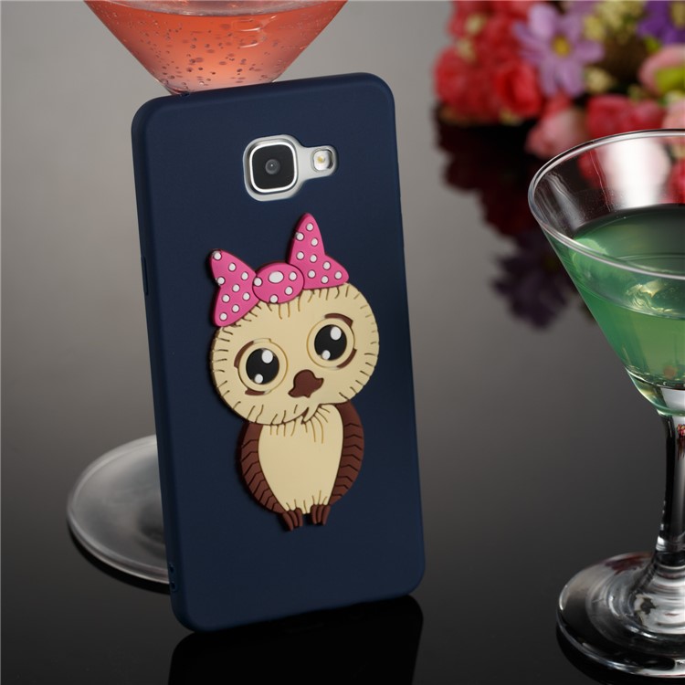 Lovely 3D Female Owl with Bowknot TPU Cell Phone Case for Samsung Galaxy A5 SM-A510F (2016) - Dark Blue-3