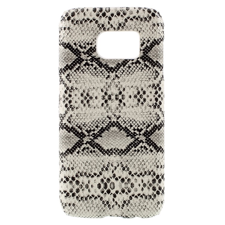 Snake Texture Leather Coated Hard Case for Samsung Galaxy S7 - White-1
