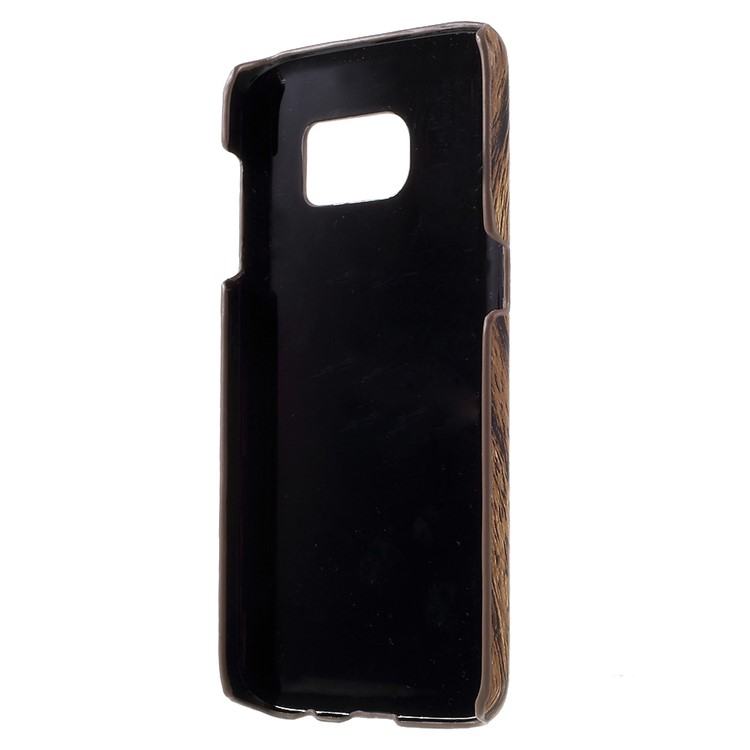 Wood Grain Leather Coated Hard PC Cover for Samsung Galaxy S7 - Coffee-2
