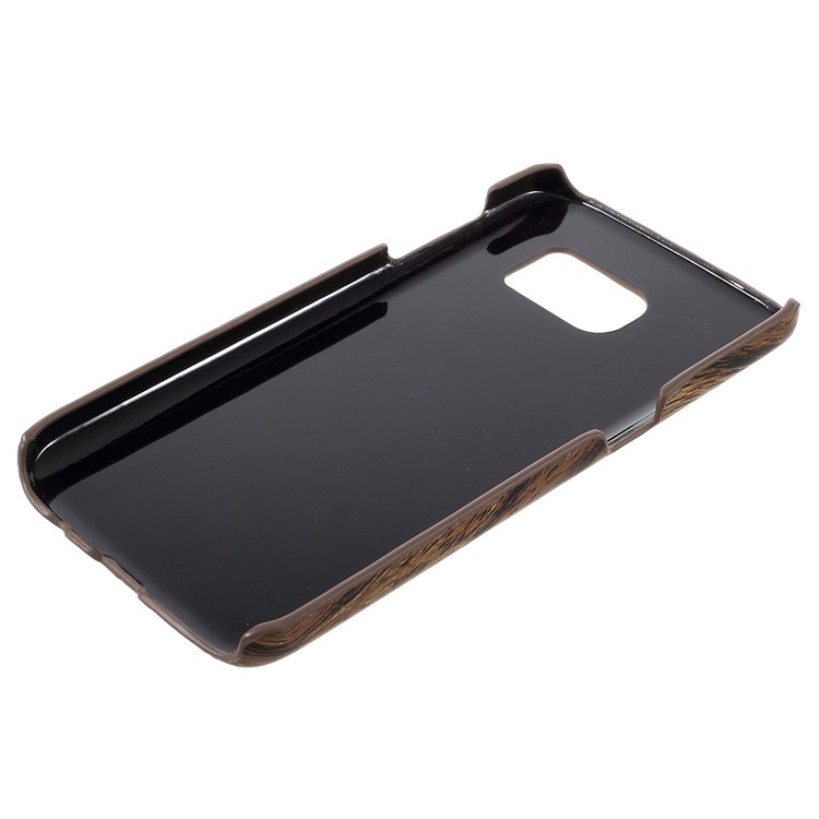 Wood Grain Leather Coated Hard PC Cover for Samsung Galaxy S7 - Coffee-3