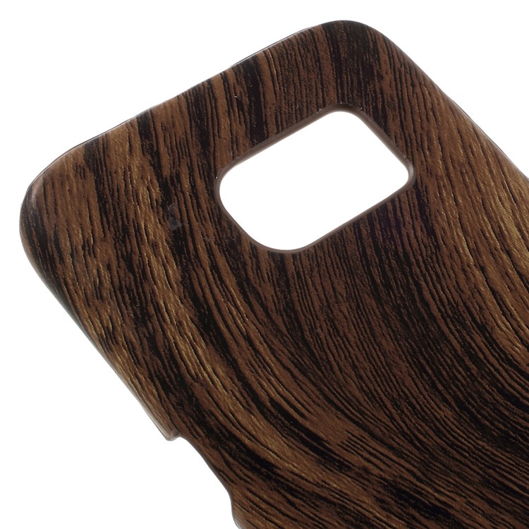 Wood Grain Leather Coated Hard PC Cover for Samsung Galaxy S7 - Coffee-4