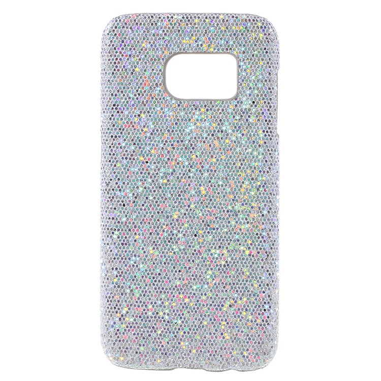 Glittery Pailletten Leder Beschichtet Hardcover Für Samsung Galaxy S7 - Weiß-1