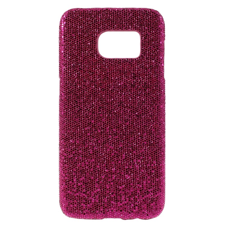 Glittery Sequins Leather Coated Plastic Shell for Samsung Galaxy S7 - Rose-1