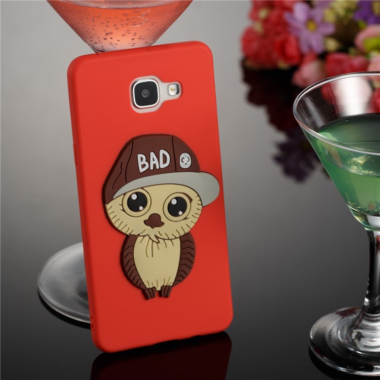 Cute 3D Male Owl in Hat TPU Gel Shell for Samsung Galaxy A5 SM-A510F (2016) - Red-3