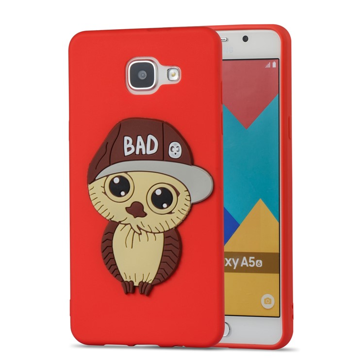 Cute 3D Male Owl in Hat TPU Gel Shell for Samsung Galaxy A5 SM-A510F (2016) - Red-4