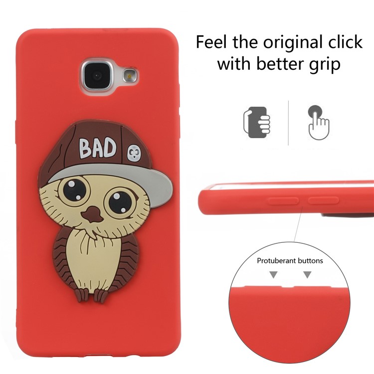 Cute 3D Male Owl in Hat TPU Gel Shell for Samsung Galaxy A5 SM-A510F (2016) - Red-6