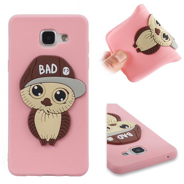 Cute 3D Male Owl in Hat TPU Mobile Casing for Samsung Galaxy A5 SM-A510F (2016) - Pink-1