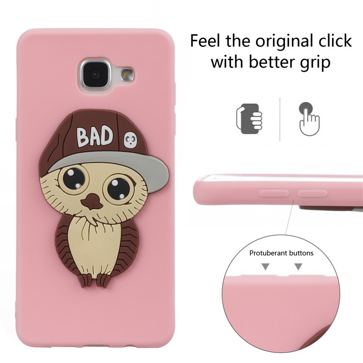 Cute 3D Male Owl in Hat TPU Mobile Casing for Samsung Galaxy A5 SM-A510F (2016) - Pink-2