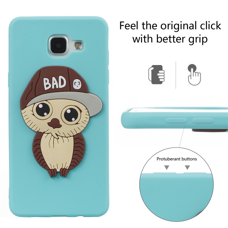 Cute 3D Male Owl in Hat TPU Phone Accessory Cover for Samsung Galaxy A5 SM-A510F (2016) - Baby Blue-6